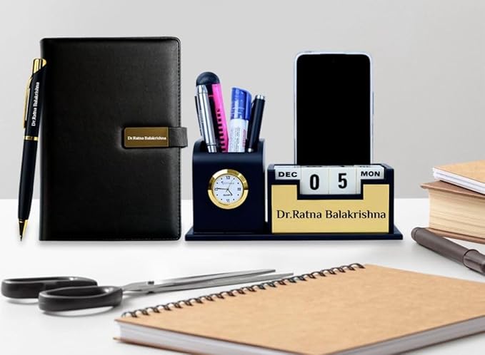 Personalized Diary, Pen & Desk Organizer Combo