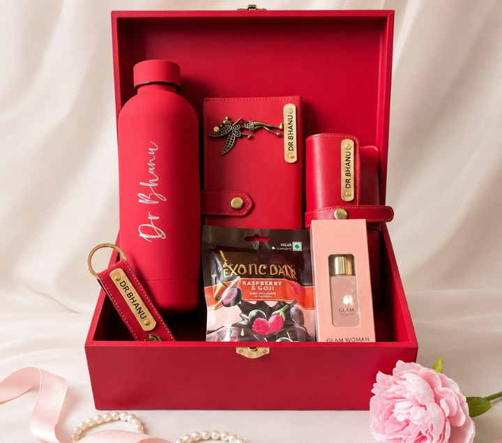 Personalized Women's Gift Hamper Set – Custom Name Essentials, Assorted Colours