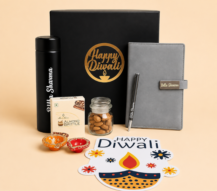 Personalized Gift Set – Bottle, Pen & Diary, Assorted Colours