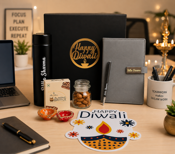Personalized Gift Set – Bottle, Pen & Diary, Assorted Colours