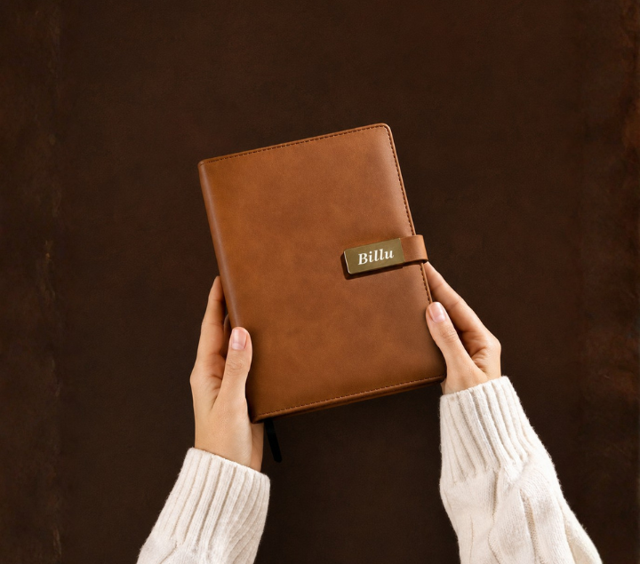 Personalized Leather Diary – Custom Name Engraved, Brown & Black