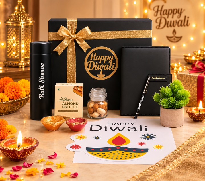 Personalized Gift Set – Bottle, Pen & Diary, Assorted Colours