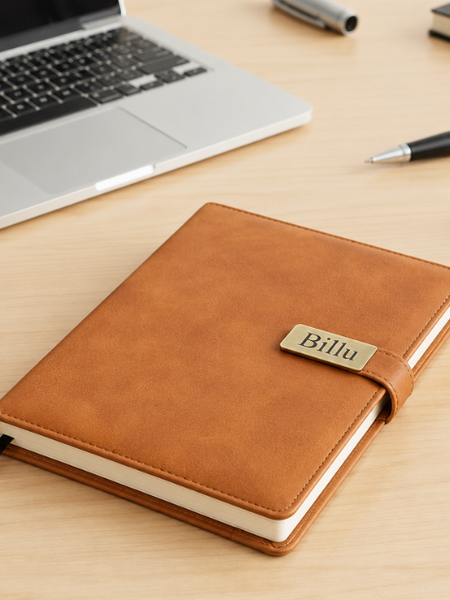 Personalized Leather Diary – Custom Name Engraved, Brown & Black