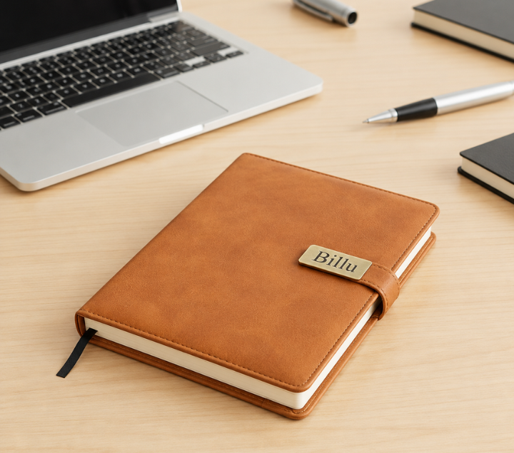 Personalized Leather Diary – Custom Name Engraved, Brown & Black