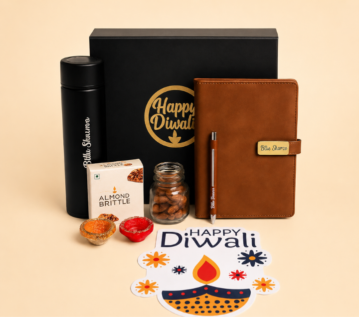 Personalized Gift Set – Bottle, Pen & Diary, Assorted Colours