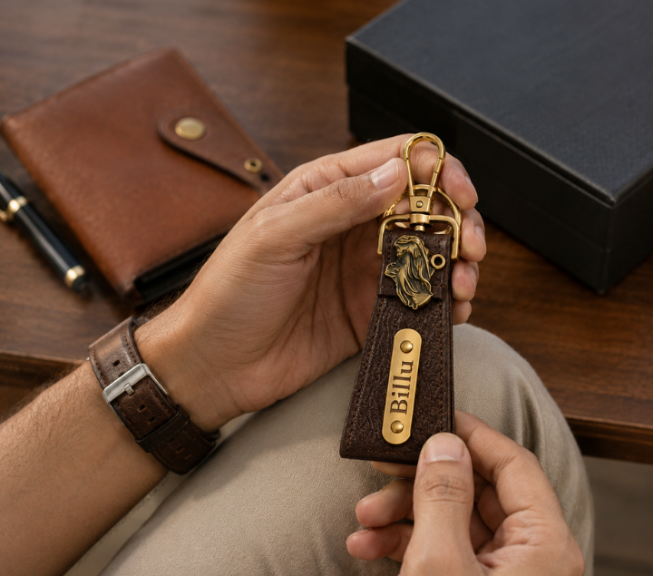 Personalized Keychain – Custom Keepsake, Brown