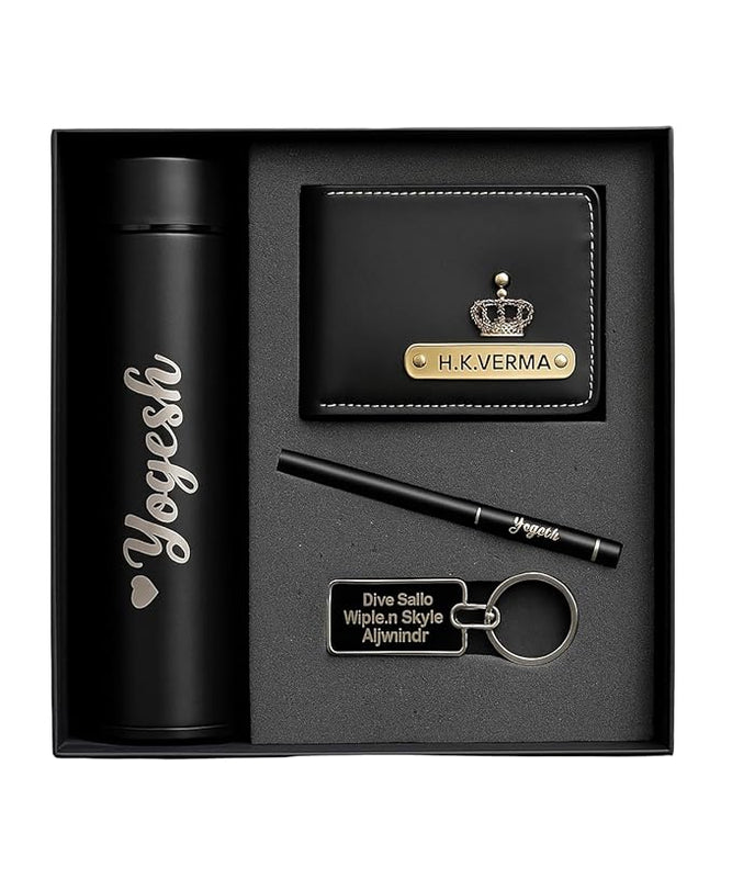 Personalized Gift Hamper Set – Wallet, Bottle & Passport Cover – personalized gift