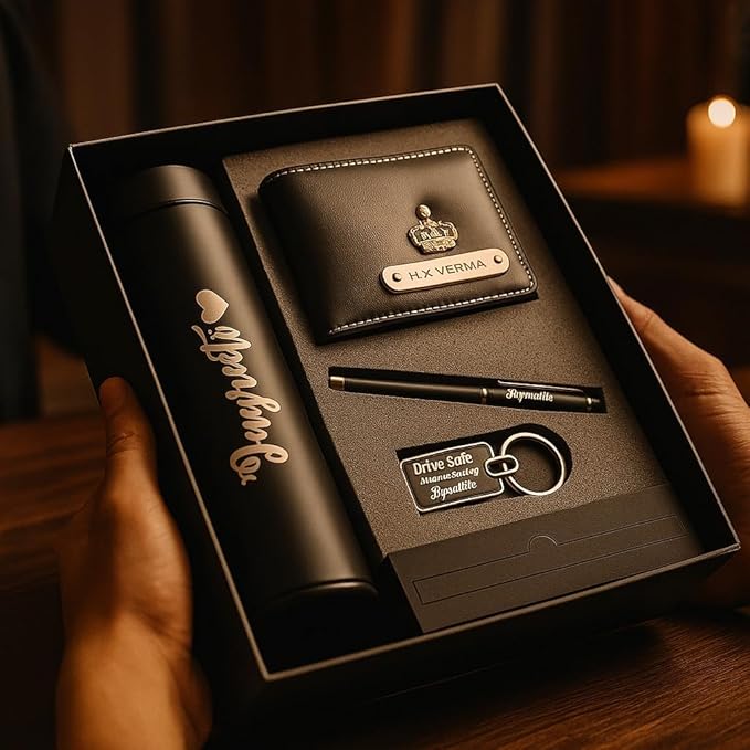 Personalized Gift Hamper Set – Wallet, Bottle & Passport Cover – detail 4