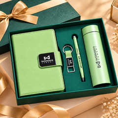Premium Corporate Gift Set – PU Notebook, Stainless Steel Flask, Pen & Keychain | Models 3099–3102