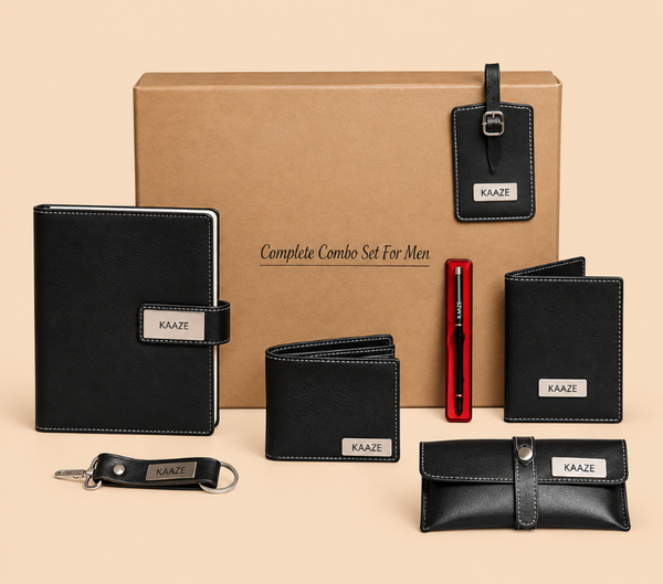 Personalized 7-Piece Luxury Gift Set for Men – Wallet, Notebook, Passport Cover & Accessories