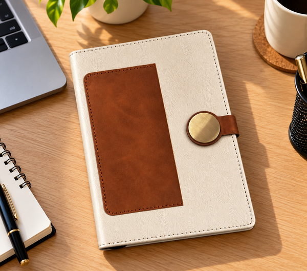 Personalized Premium Leather-Look Journal with Metal Lock & Custom Name