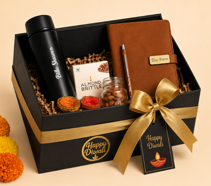 Personalized Gift Set – Bottle, Pen & Diary, Assorted Colours