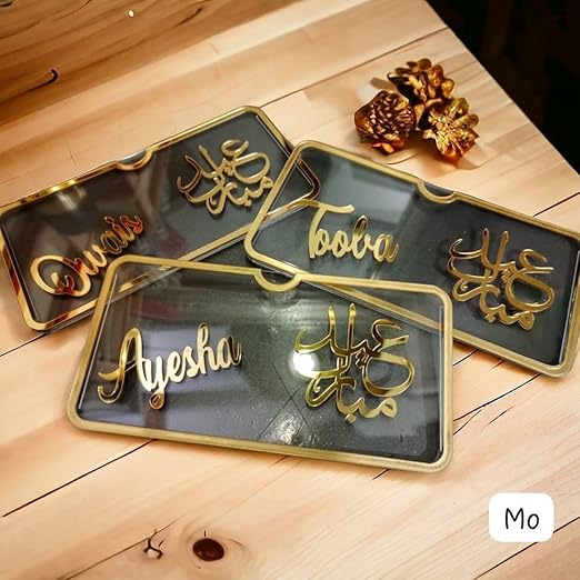 Customizable Eid Lifafa for Money Gift – Personalized Ramzan Shagun Envelope for Eidi Cash Gift, Premium Golden Acrylic Design
