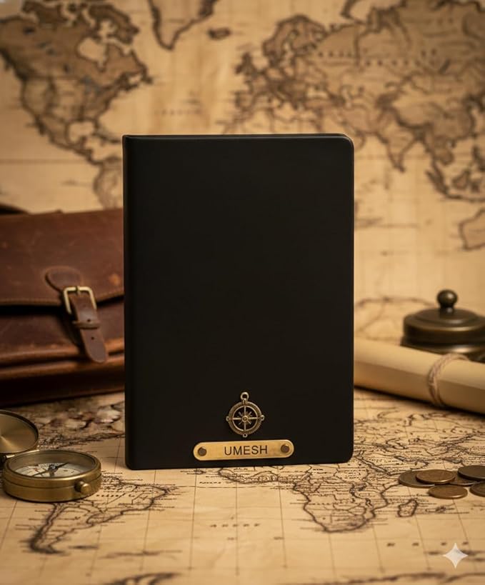 Personalized Black Leather Diary with Name