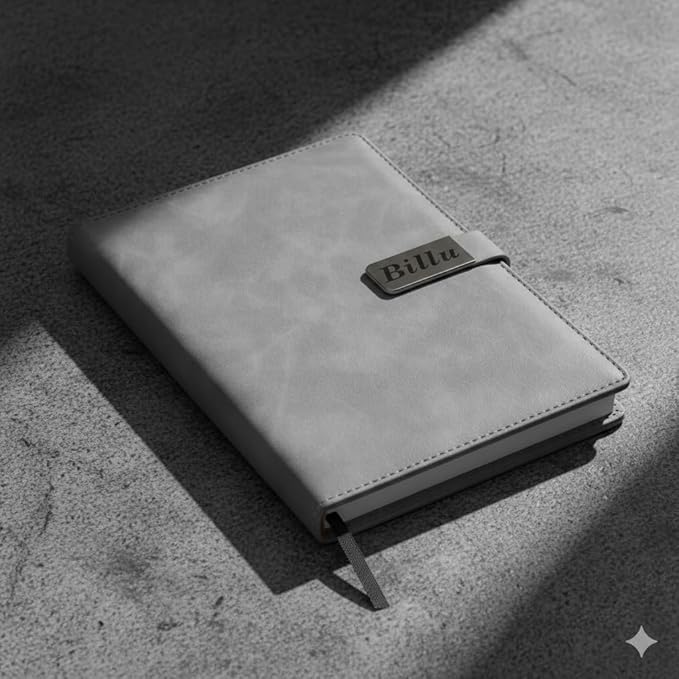 Personalized Leather Diary with Name Plate | Customizable Diary with Magnetic Lock