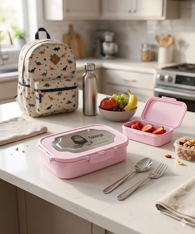 Personalized Kids Lunch Box Set with Name & Photo
