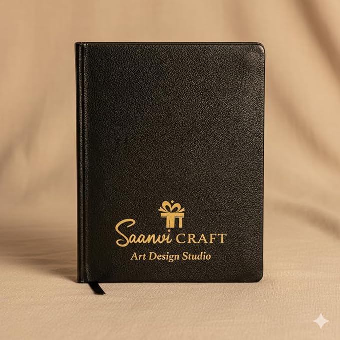Personalized Black Leather Diary with Name & Logo