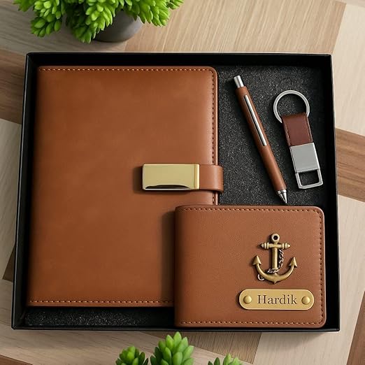 Personalized Gift Set for Men | Premium Diary, Wallet, Pen & Keychain Combo