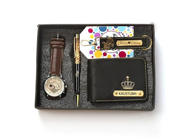 Personalized Men's Gift Hamper Set – Wallet, Watch & Pen – personalized gift