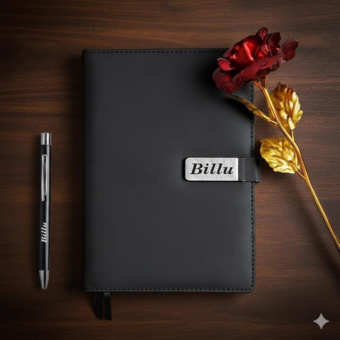 Personalized Diary & Pen Gift Set with Name Engraving