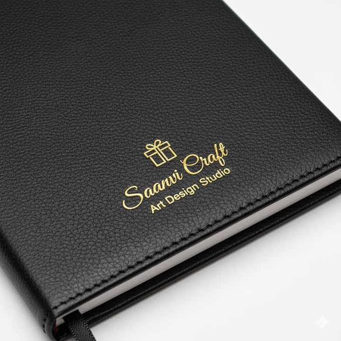 Personalized Black Leather Diary with Name & Logo