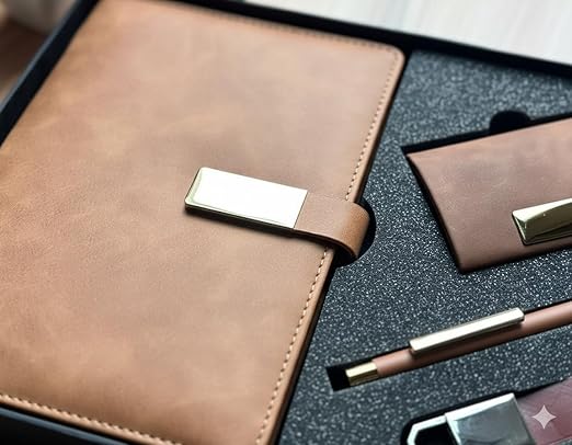 Personalized Corporate Gift Set | Custom Name Diary, Pen, Card Holder & Keychain