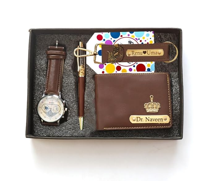 Personalized Men's Gift Hamper Set – Wallet, Watch & Pen – personalized gift