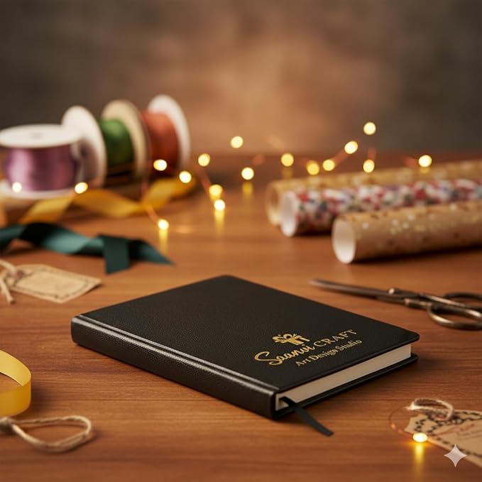 Personalized Black Leather Diary with Name & Logo