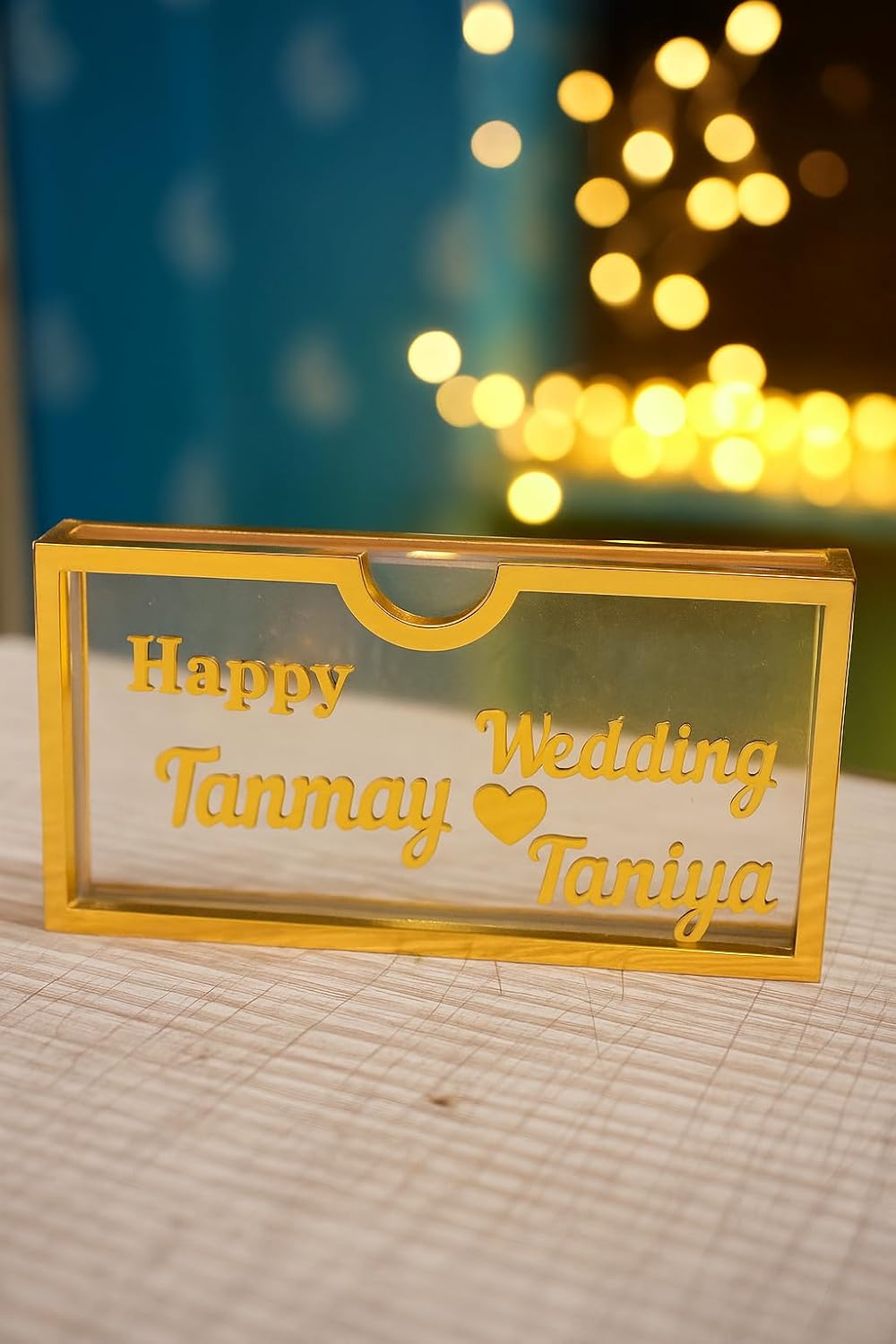 Customizable Eid Lifafa for Money Gift – Personalized Ramzan Shagun Envelope for Eidi Cash Gift, Premium Golden Acrylic Design