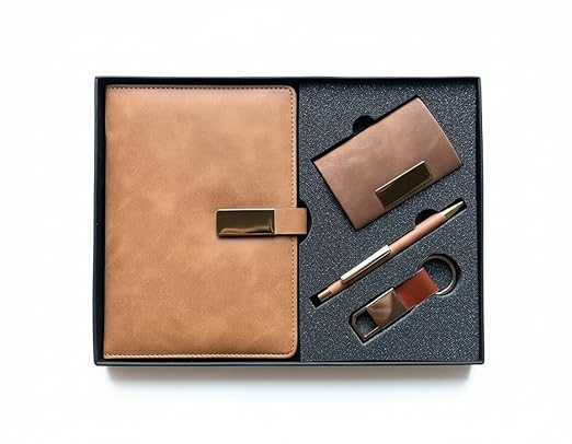 Personalized Corporate Gift Set | Custom Name Diary, Pen, Card Holder & Keychain