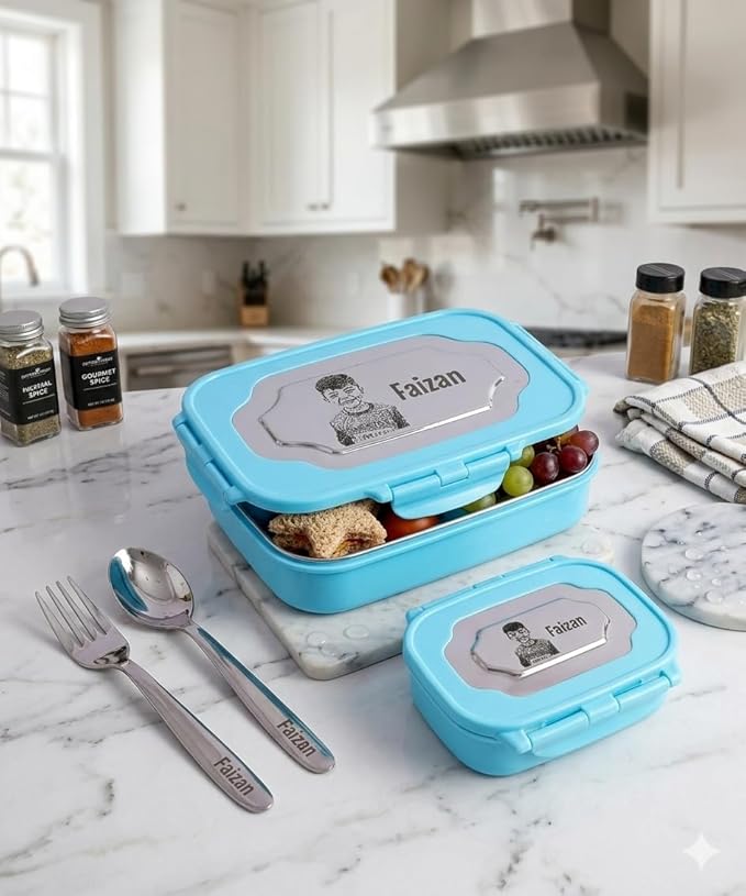 Personalized Kids Lunch Box Set with Name & Photo