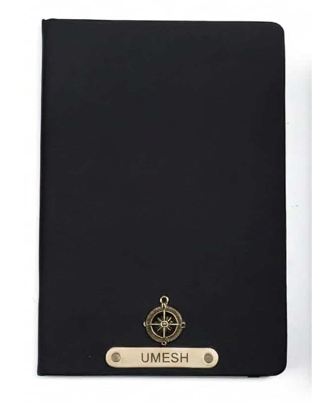 Personalized Black Leather Diary with Name