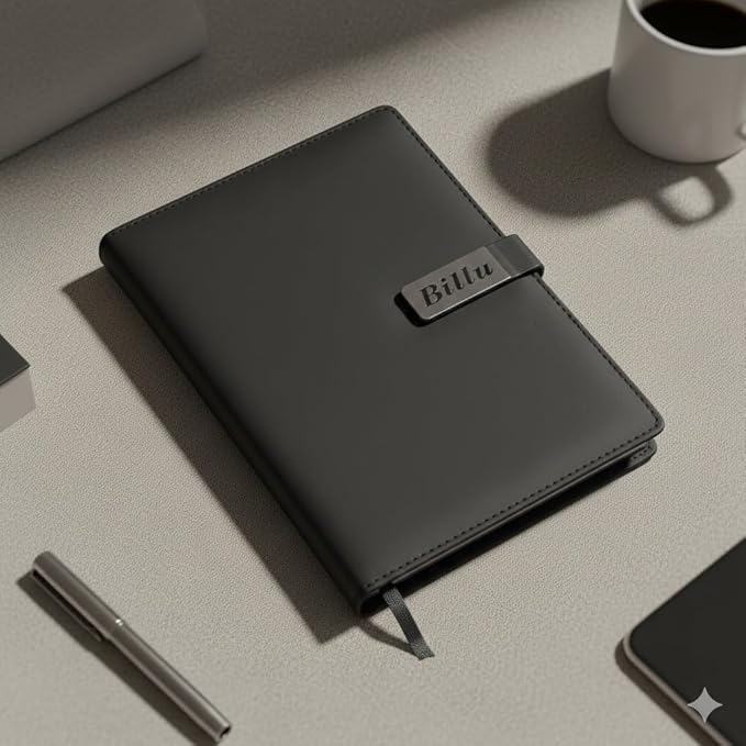 Personalized Leather Diary with Name Plate | Customizable Diary with Magnetic Lock |