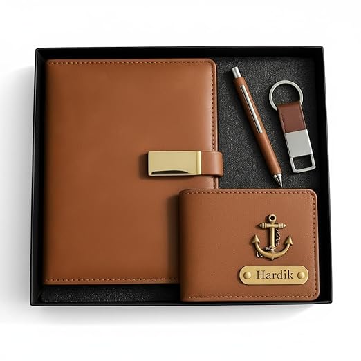 Personalized Gift Set for Men | Premium Diary, Wallet, Pen & Keychain Combo