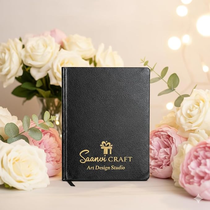 Personalized Black Leather Diary with Name & Logo