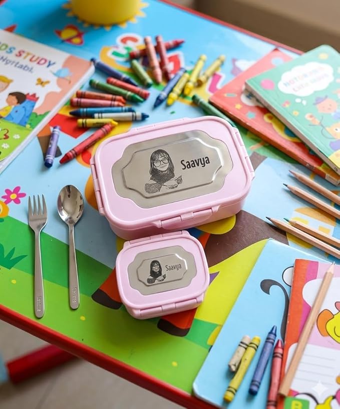Personalized Kids Lunch Box Set with Name & Photo