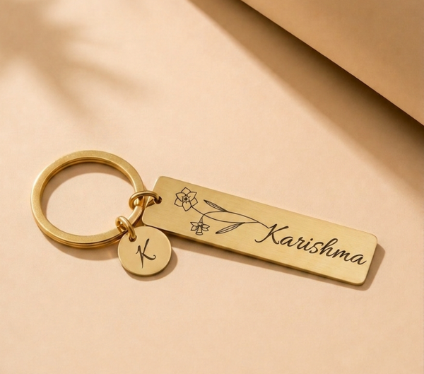 Personalized Stainless Steel Name Keychain – Custom Engraved Keyring