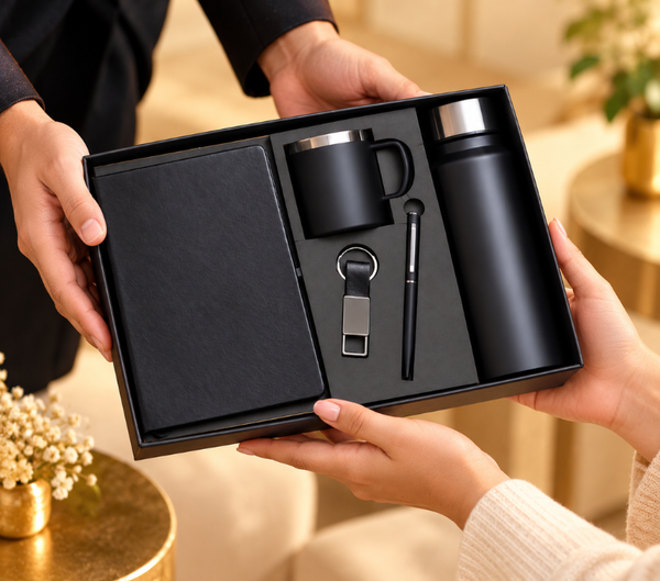 Premium 5-Piece Corporate Gift Set – Diary, Pen, Keychain, Steel Bottle & Cup