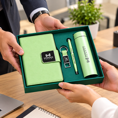 Premium Corporate Gift Set – PU Notebook, Stainless Steel Flask, Pen & Keychain | Models 3099–3102