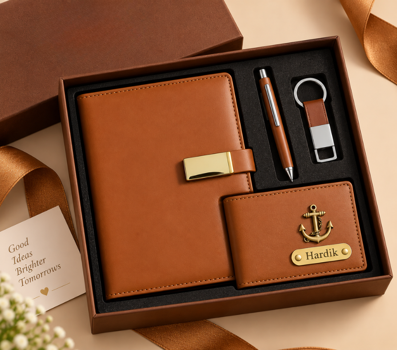 Personalized Men's Gift Set – Wallet, Pen, Keychain & Diary