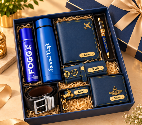 Personalized Premium Gift Hamper for Men with Wallet, Belt & Accessories