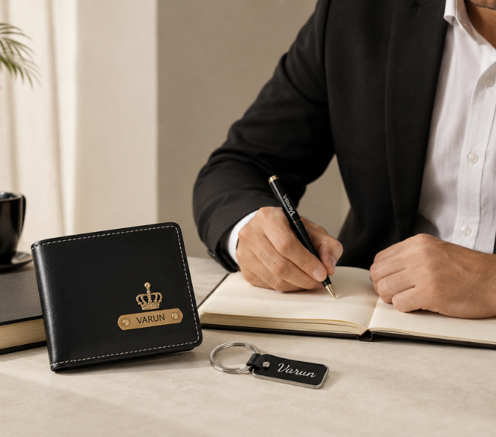 Personalized Gift Hamper Set – Wallet, Pen & Keychain