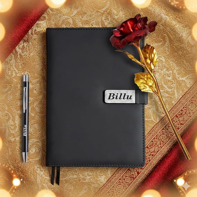 Personalized Diary & Pen Gift Set with Name Engraving
