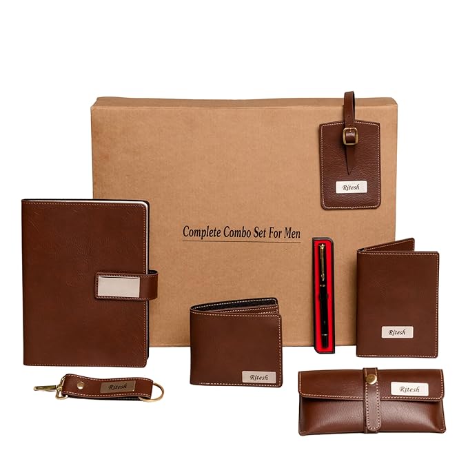 Customized Leather Mens Wallet, Passport Cover, Keychain, and Many More