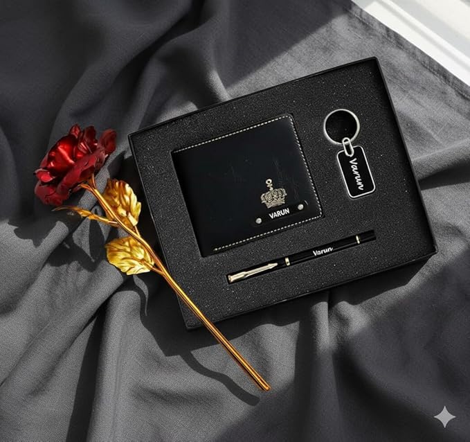 Personalized Men’s Gift Set – Customized Wallet, Keychain & Pen with Name