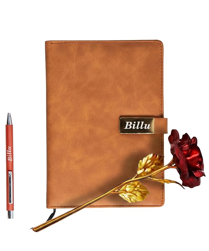 Personalized Diary & Pen Gift Set with Name Engraving