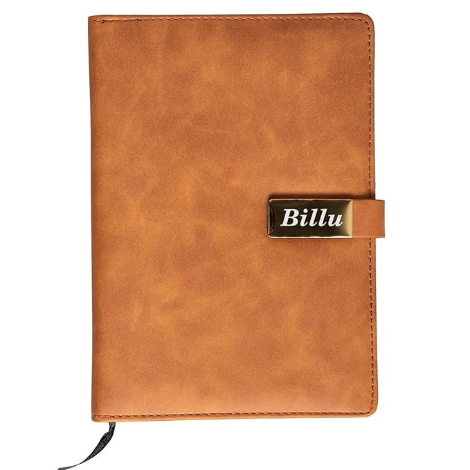 Personalized Leather Diary with Name Plate | Customizable Diary with Magnetic Lock