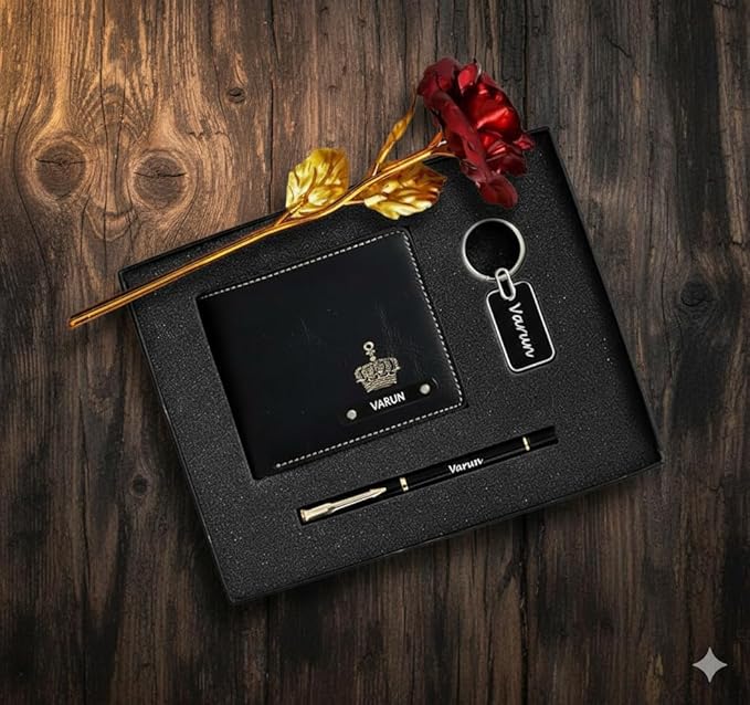 Personalized Men’s Gift Set – Customized Wallet, Keychain & Pen with Name