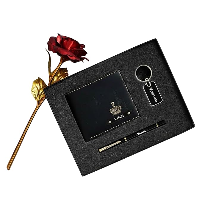 Personalized Men’s Gift Set – Customized Wallet, Keychain & Pen with Name