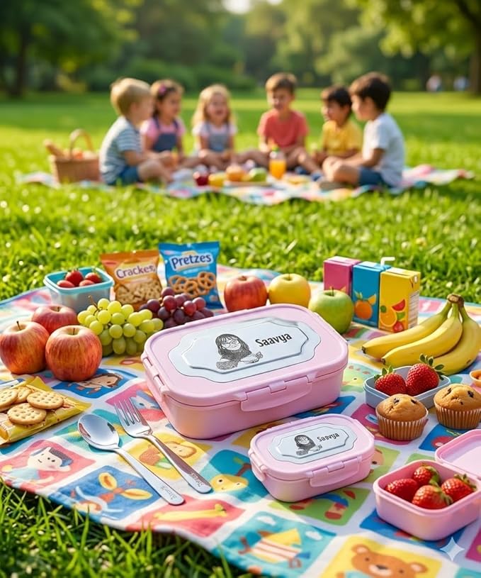 Personalized Kids Lunch Box Set with Name & Photo